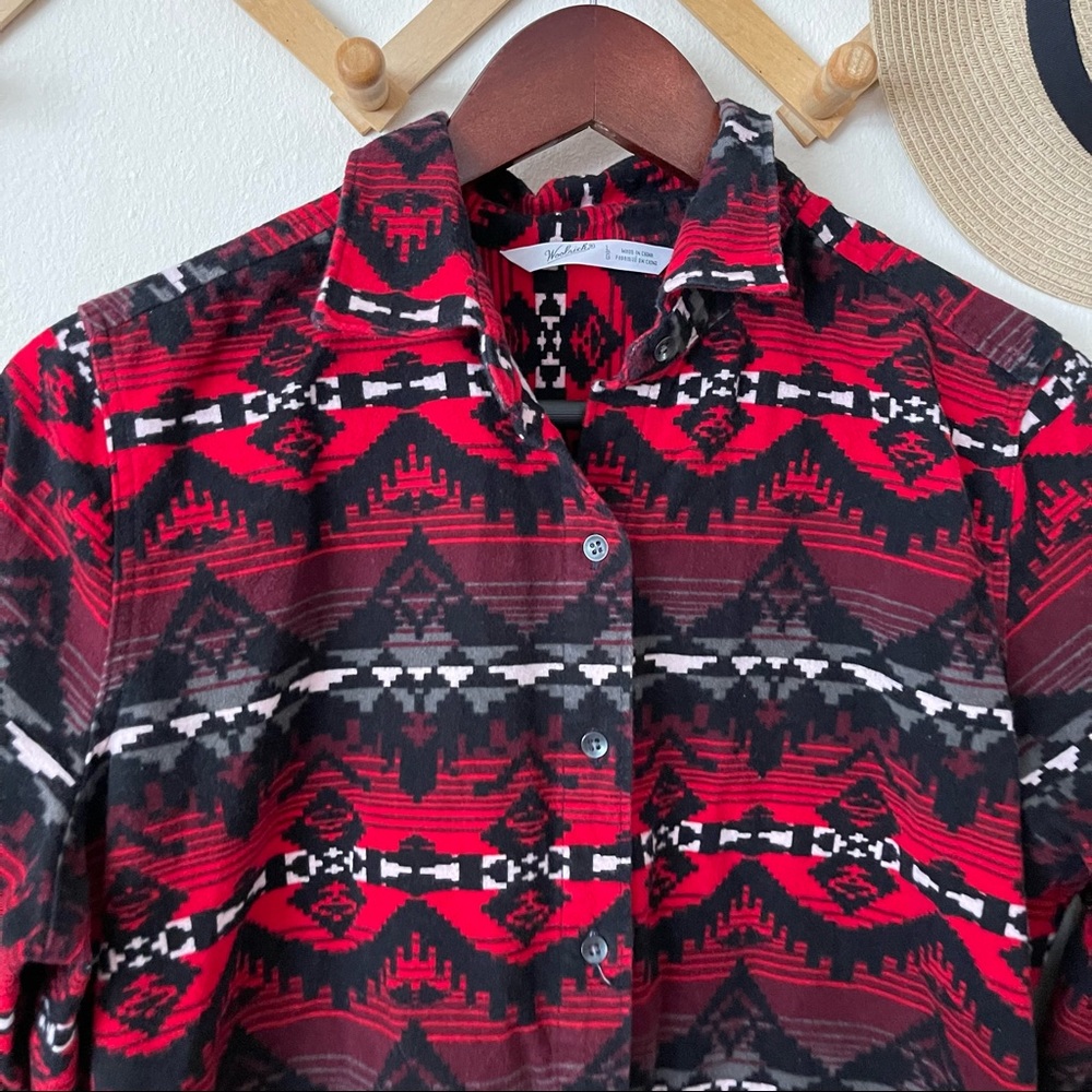 Woolrich Aztec Button Down Red Black Flannel - image 2